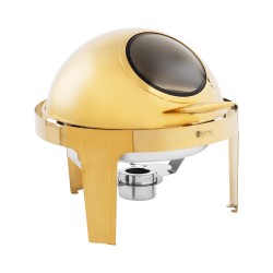 Chafing dish globe doré Roll-on avec vitre
