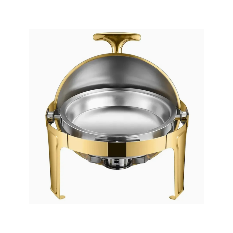 Chafing dish globe semi-doré Roll-on avec vitre