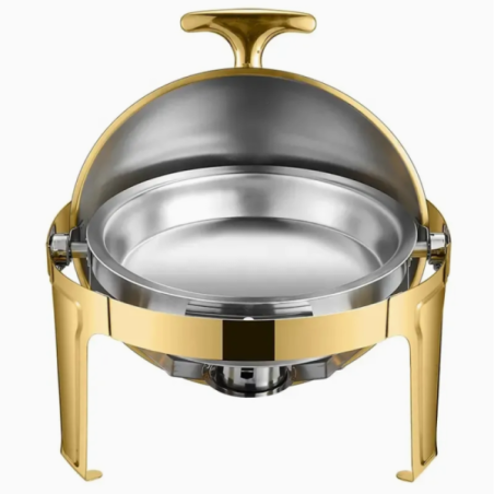 Chafing dish globe semi-doré Roll-on avec vitre